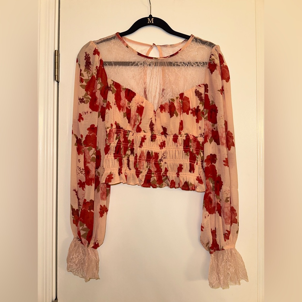 Free People Floral Lace Top